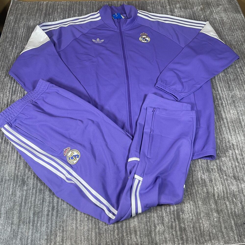 Real Madrid Tracksuit Mens 2XL Purple Soccer Football Adidas Originals Real LF
